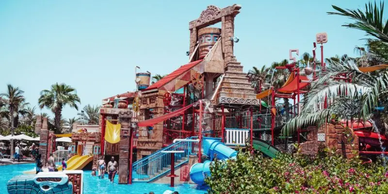 Adventure cove waterpark slides and lazy river view