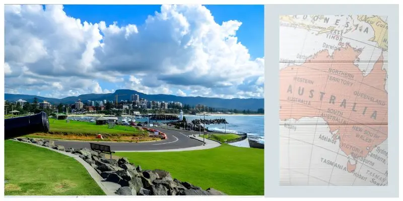 Rocky coast in australia with waves and clear ocean views.