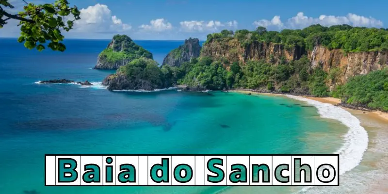 Stunning view of baia do sancho surrounded by rocky cliffs