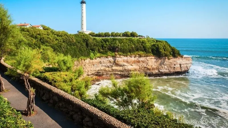 Scenic view of côte des basques beach in biarritz, popular with surfers