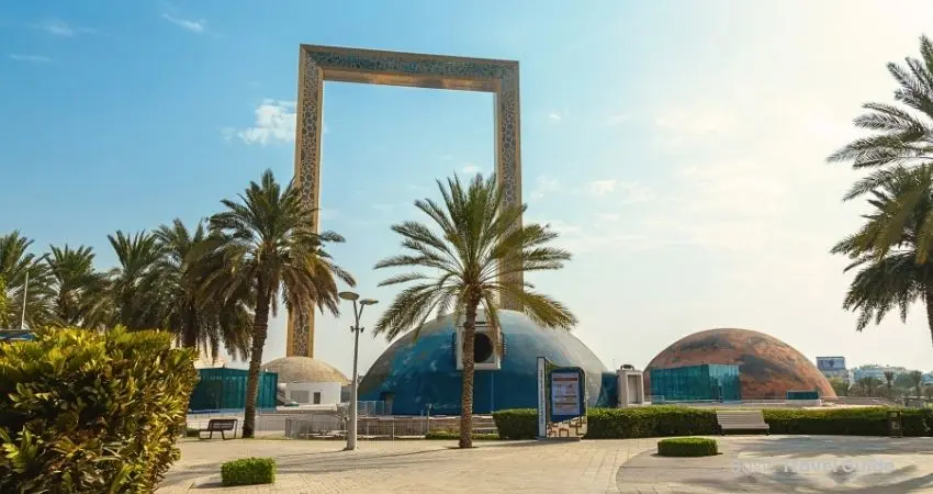 Dubai frame landmark with panoramic views of old and new dubai skyline