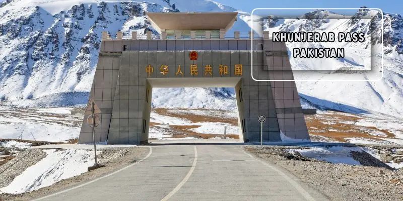 Khunjerab pass with snow-covered mountains on the pakistan china border