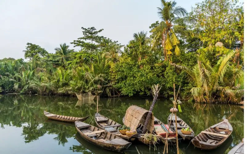 Mekong delta river boats and waterways