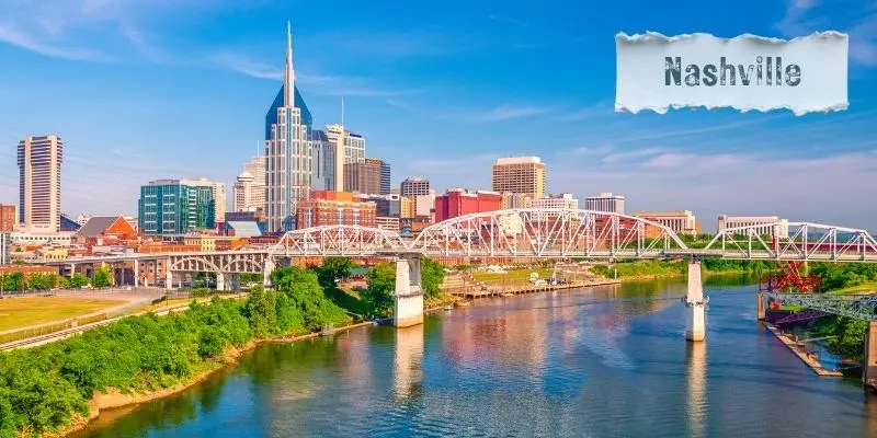 Explore The 20 Best Weekend Getaways In The Usa Downtown nashville skyline with riverfront view