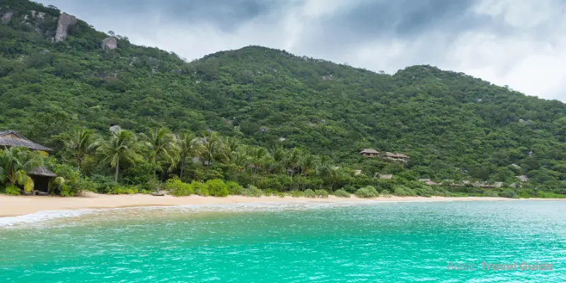 Ninh van bay in vietnam with turquoise water and rocky coastline