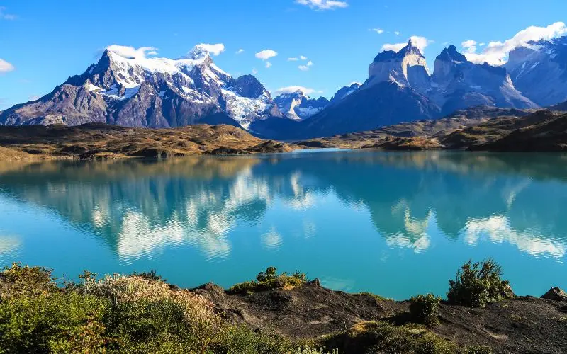 Patagonia landscape of peaks and ice