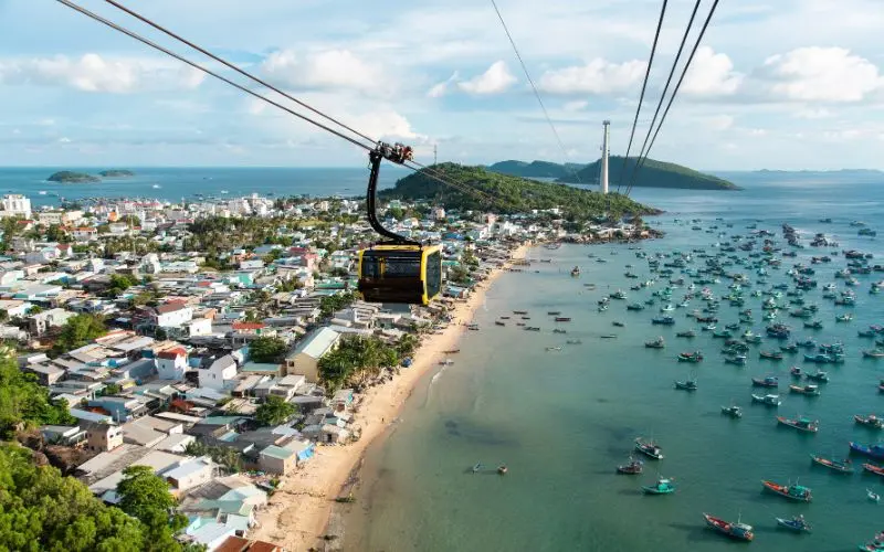 Phu quoc cable car over the sea vietnam