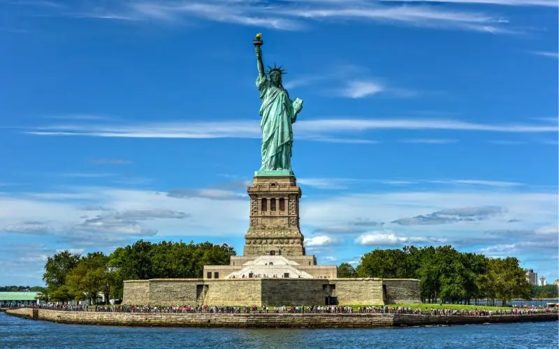 Statue of liberty in new york harbor, one of the most iconic places in the usa