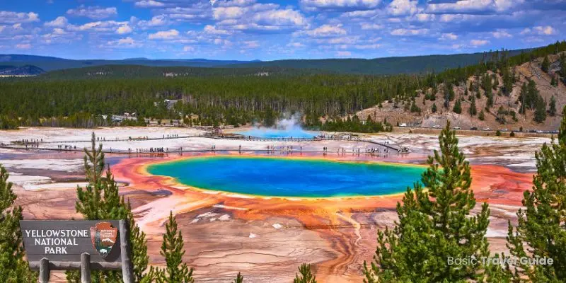 Yellowstone national park across wyoming, montana, and idaho with natural landscapes