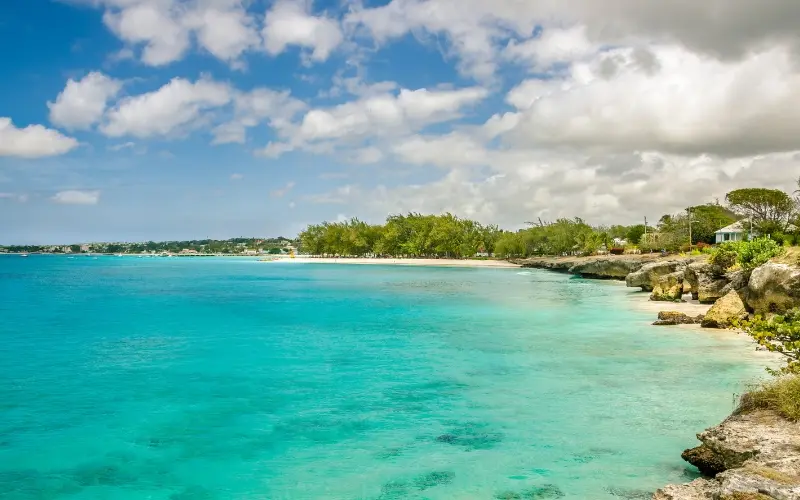 Beautiful beach and turquoise water in barbados