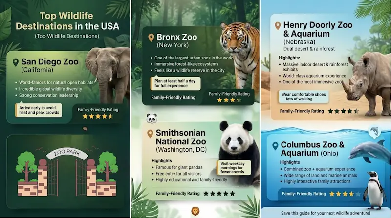 Best Zoos In The United States: Top 25 Must-Visit Parks Kids Will Love Best zoo in the united states infographic image