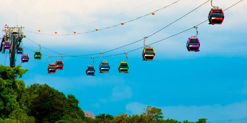 Singapore cable car over sentosa island view