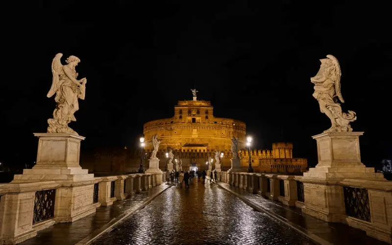 Castel sant’angelo historic fortress beside the tiber river in rome