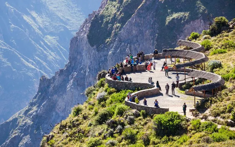 Colca canyon near arequipa peru with andean landscape