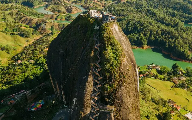 Panoramic view from the top of el peñol rock near guatapé