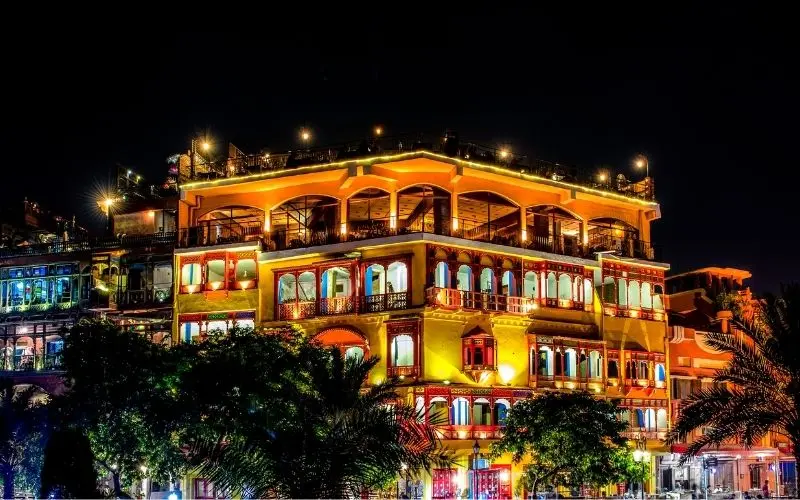 Traditional food street in lahore at night