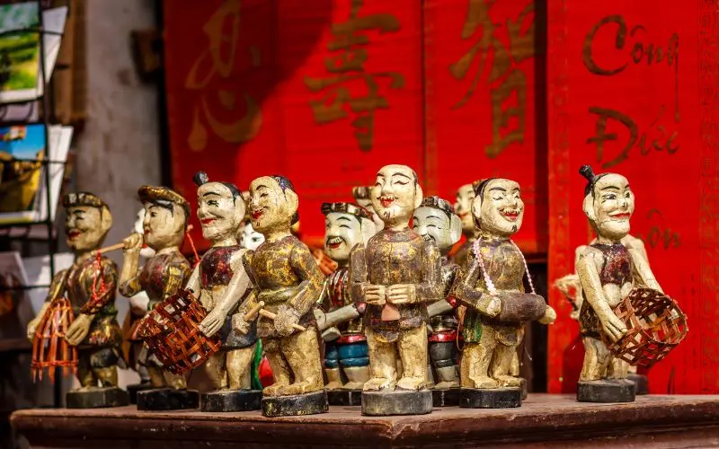 Traditional water puppet performance stage in hanoi vietnam cultural show