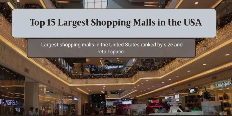 Largest shopping malls in the united states ranked by size and retail space.