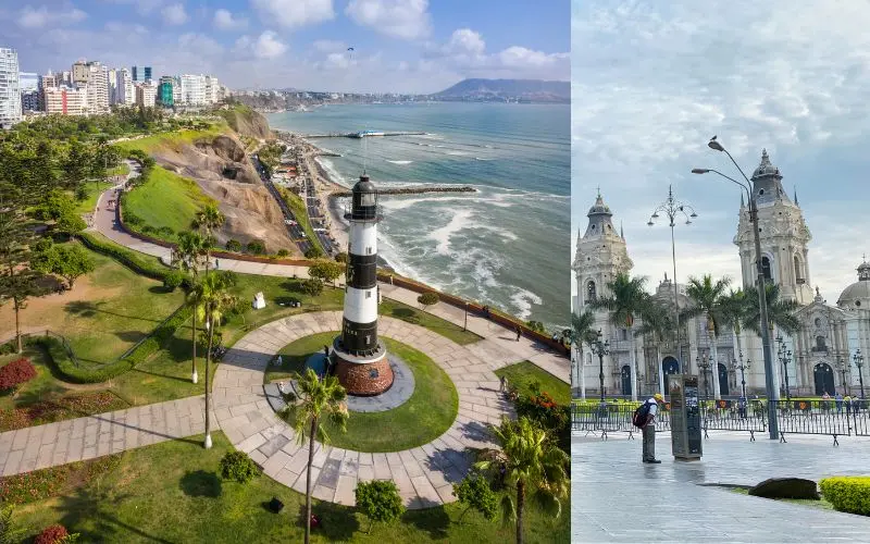 Lima peru coastline and city views along the pacific ocean