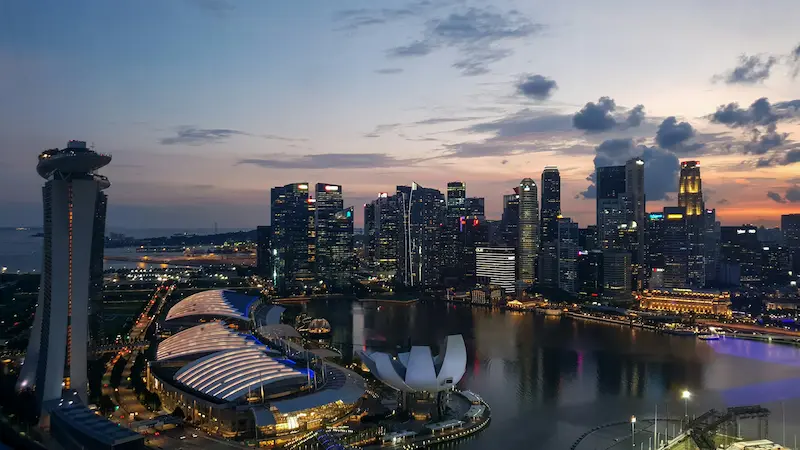 Marina bay waterfront singapore skyline at night