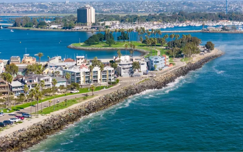 San diego coastline and beach in january