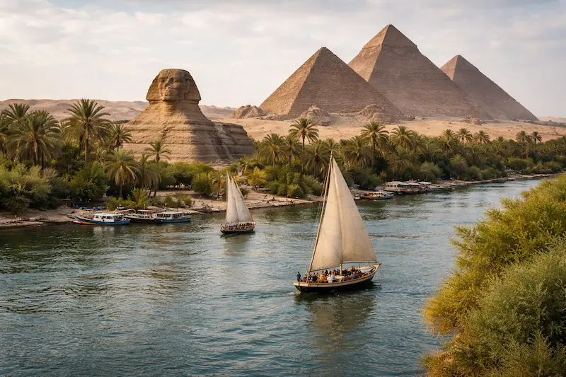 Nile river flowing through egypt