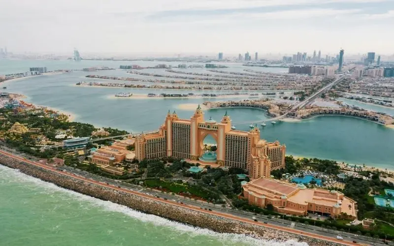 Famous palm-shaped island palm jumeirah in dubai