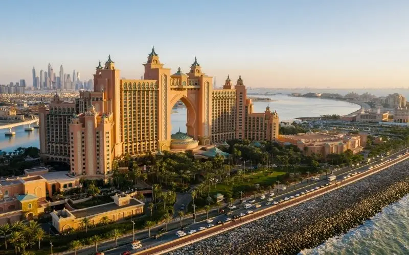 Atlantis the palm dubai luxury resort with pink arches, beachfront, and arabian gulf views on palm jumeirah