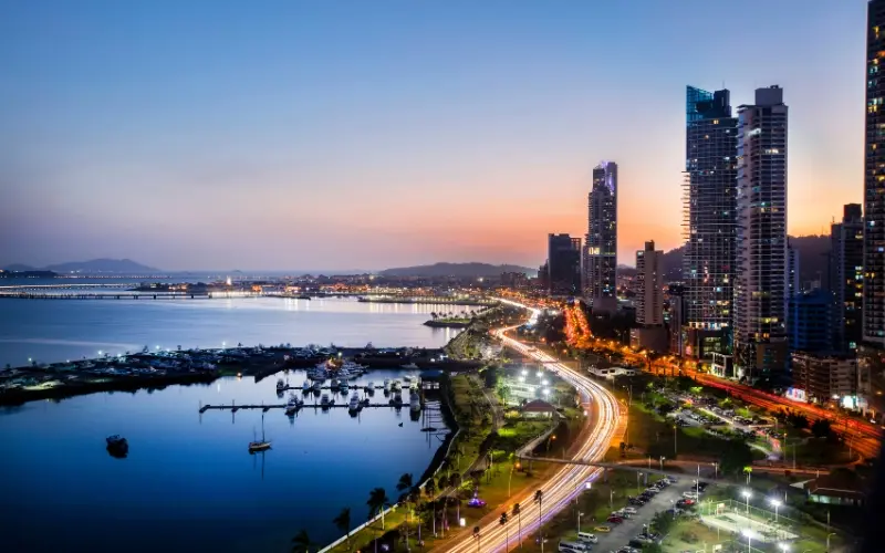Panama city skyline and tropical coastline one of the best places to travel in january