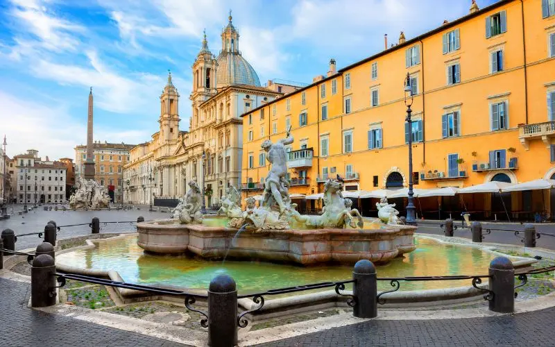 Piazza navona with historic buildings and fountains in rome italy