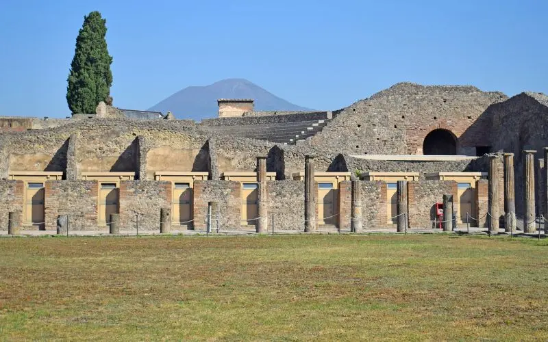 Ancient ruins of pompeii near naples italy, a popular day trip from rome
