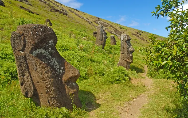 Moai statues at rapa nui easter island chile