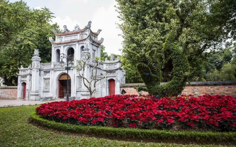 Courtyards at temple of literature in hanoi vietnam