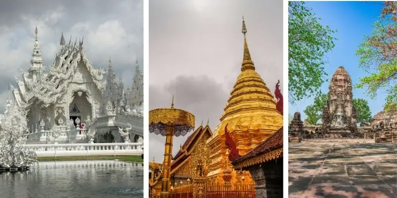 Thailand cultural attractions including temples and ancient ruins
