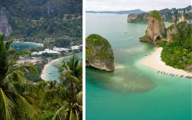 Beautiful islands and beaches in thailand including phi phi islands and railay beach