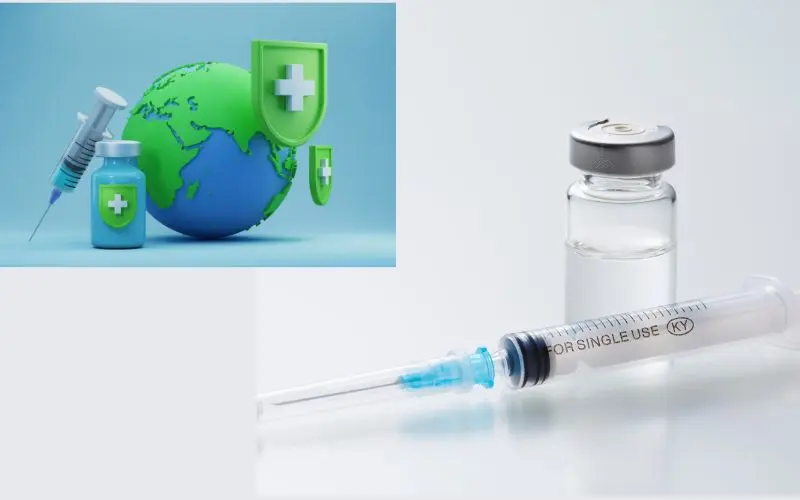 Traveler checking travel vaccination requirements before an international trip