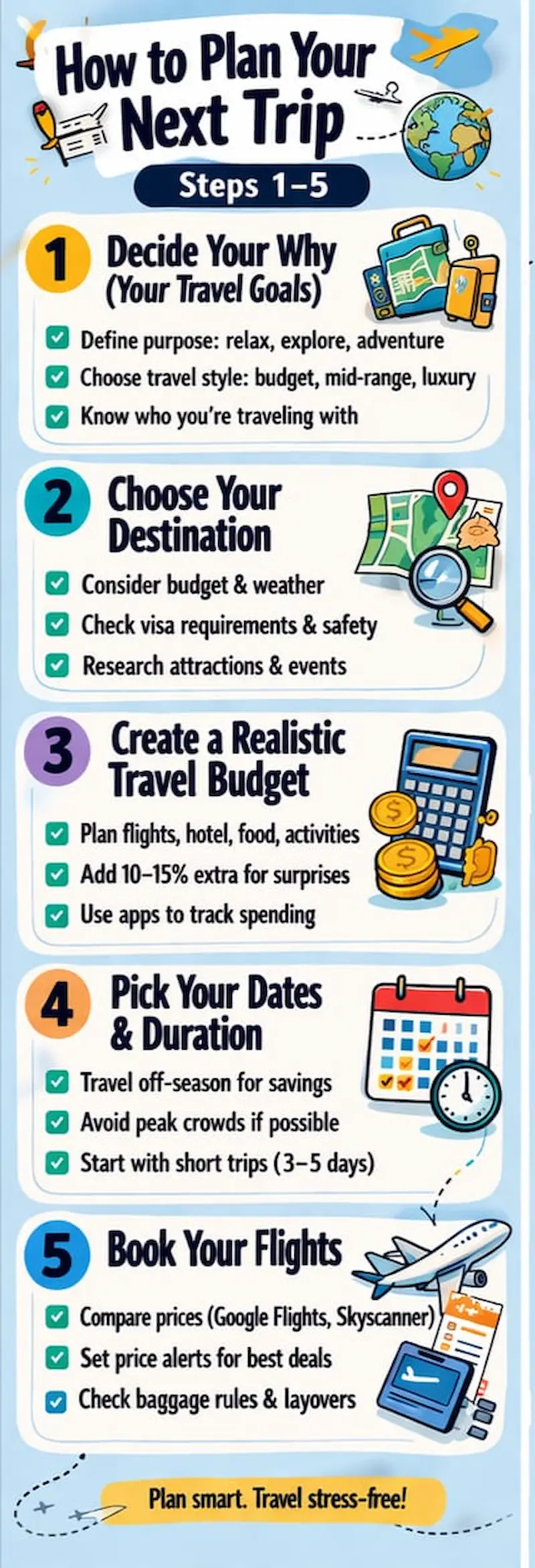 How To Plan Your Next Trip Like A Pro — Step-By-Step Guide How to plan a trip step by step infographic